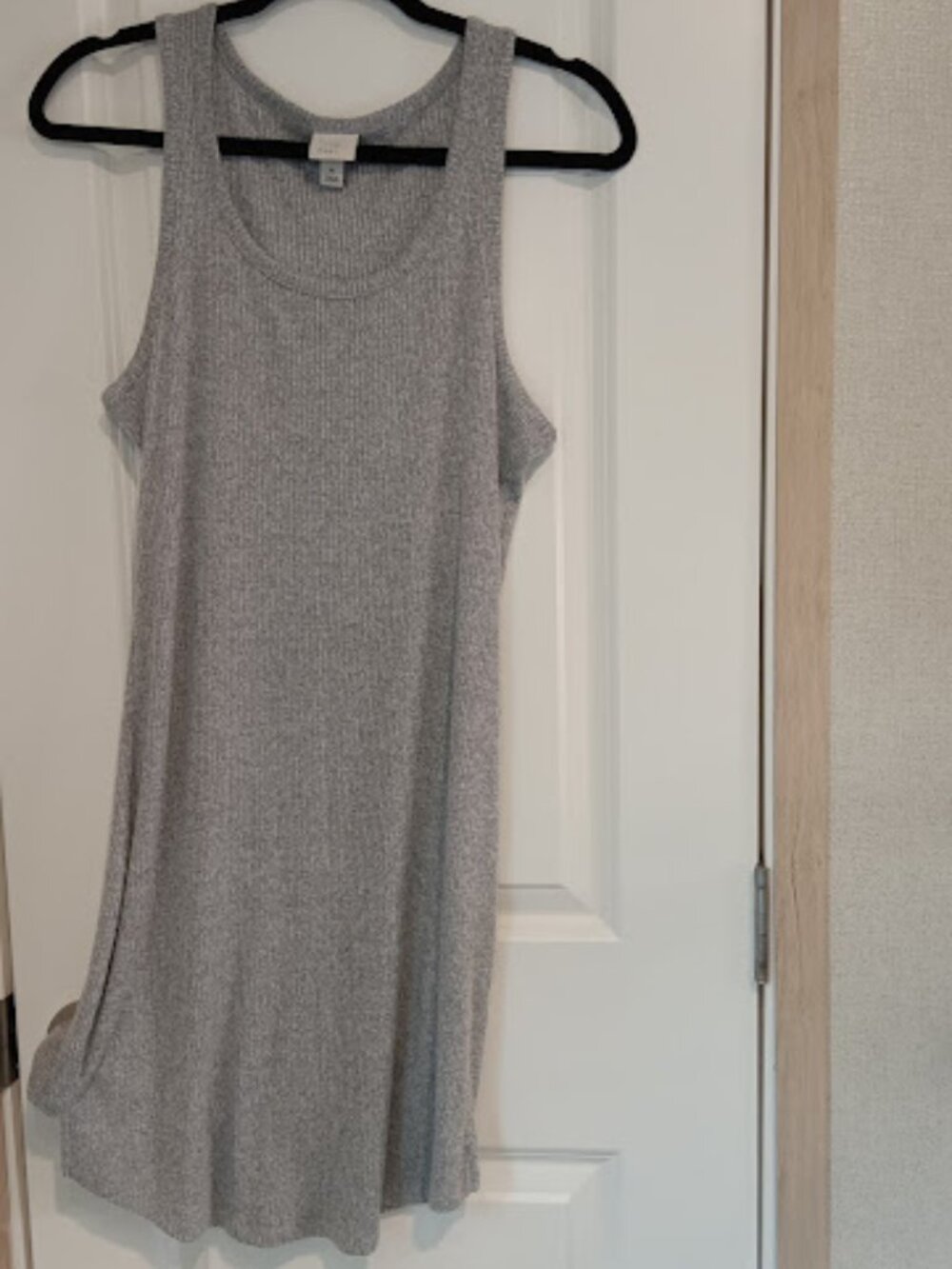 A New Day Women's Med Gray Ribbed Dress Sleeveless Comfort Lounge Casual Stretch